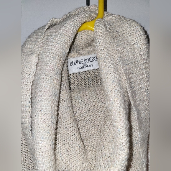 Vintage Bonnie Boerer & Company Sequin Shiny  Beige Cowl Neck Sweater Size M - Picture 11 of 13